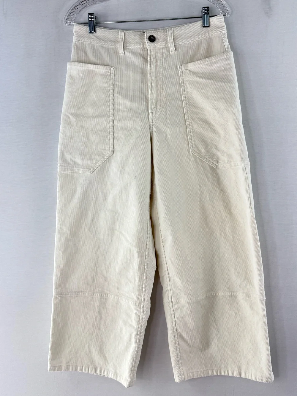 Everlane Way High Cream Corduroy Gardner Wide-Leg Pants